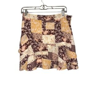 Fairycore‎ Y2K Floral Patchwork Ruffle Mini Skirt Cute Girly Casual Whimsy